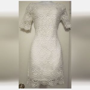 RALPH LAUREN White Crochet Lace Sheath Dress SIZE MP NEW